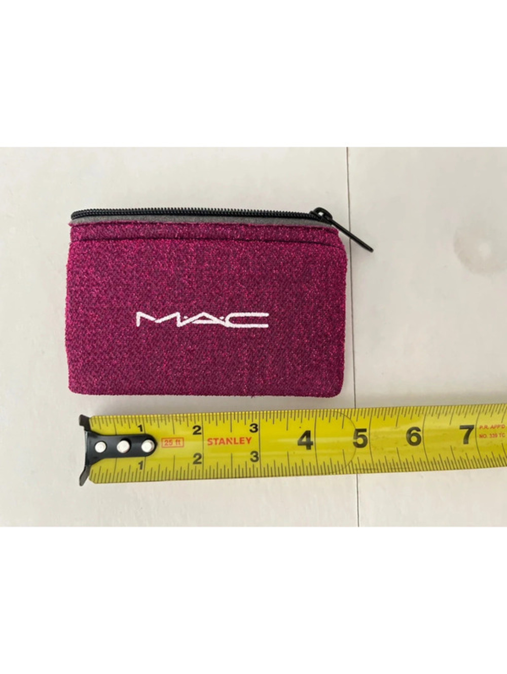 MAC small sparkle pink makeup bag cosmetic travel bag zipper